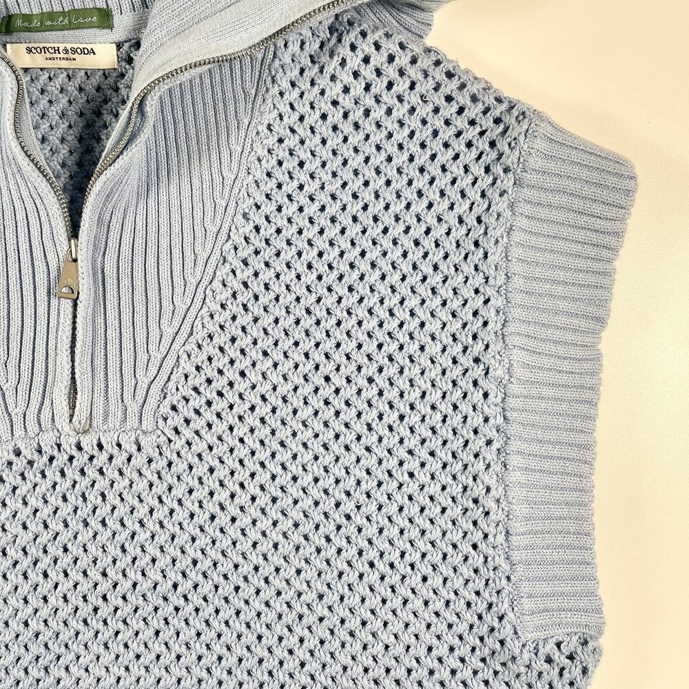 Scotch and Soda Half Zip Knit Sweater Pullover Women Preppy Powder Blue Small - Picture 2 of 8
